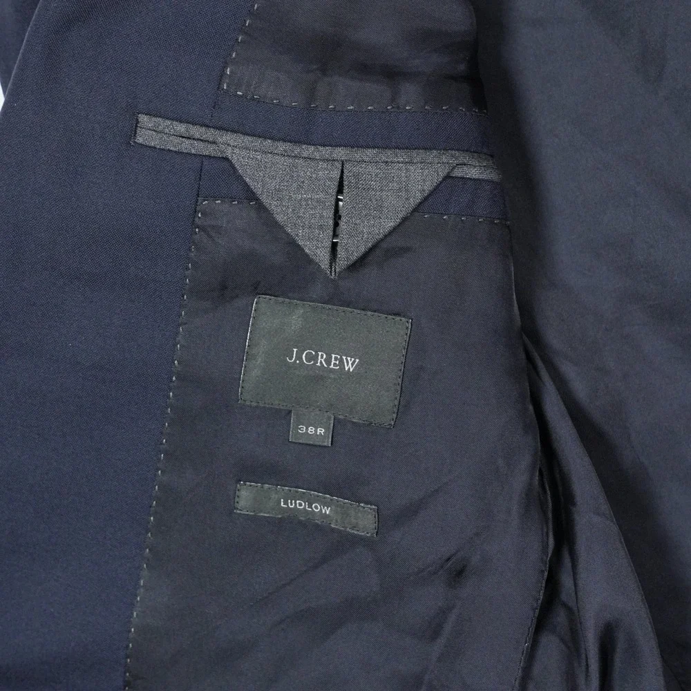 J.Crew Ludlow Suit Jacket 38R Navy Blue Loro Piana Super 120s Wool Blazer Mens